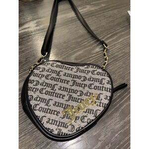 Vintage Y2K Juicy Couture Heart Shaped Crossbody Bag Black &white